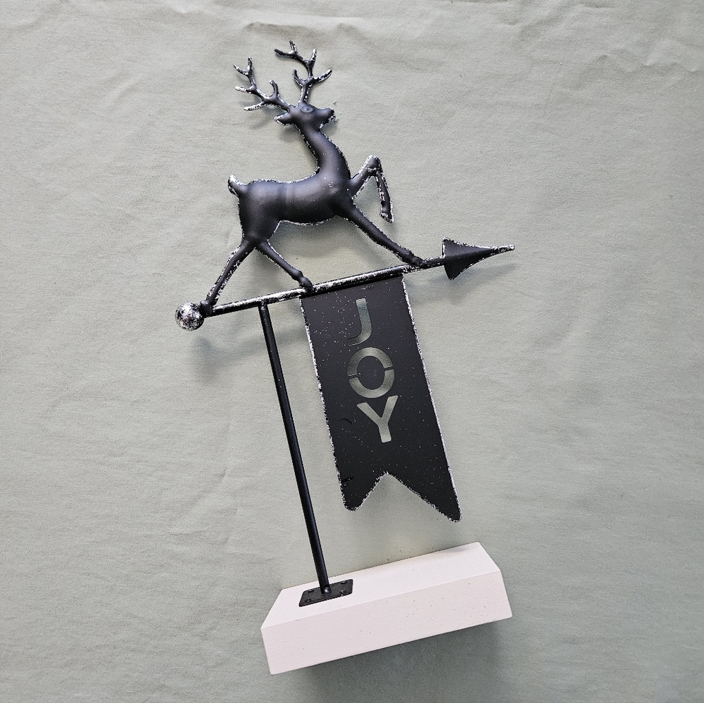 Ashland Christmas Holiday Pines Black Metal Reindeer Joy Sign Tabletop Decor